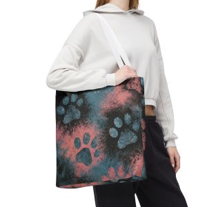 Paw Print Tie-Dye Tote Bag — Blue & Coral Pet Lover AOP Tote